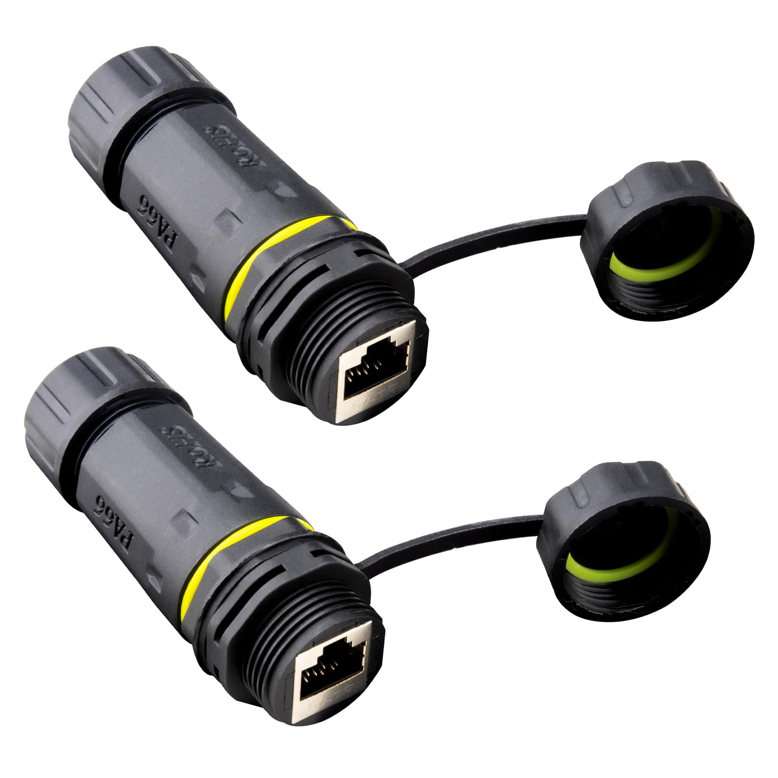 Lonlonty 10Gbps Cat7 Waterproof RJ45 Coupler, IP68 Waterproof Ethernet Connector Shielded，Female to Female Coupler Outdoor for Starlink/Cat5/Cat6/Cat6A/Cat7/Cat8 Ethernet Cable 2 PCS