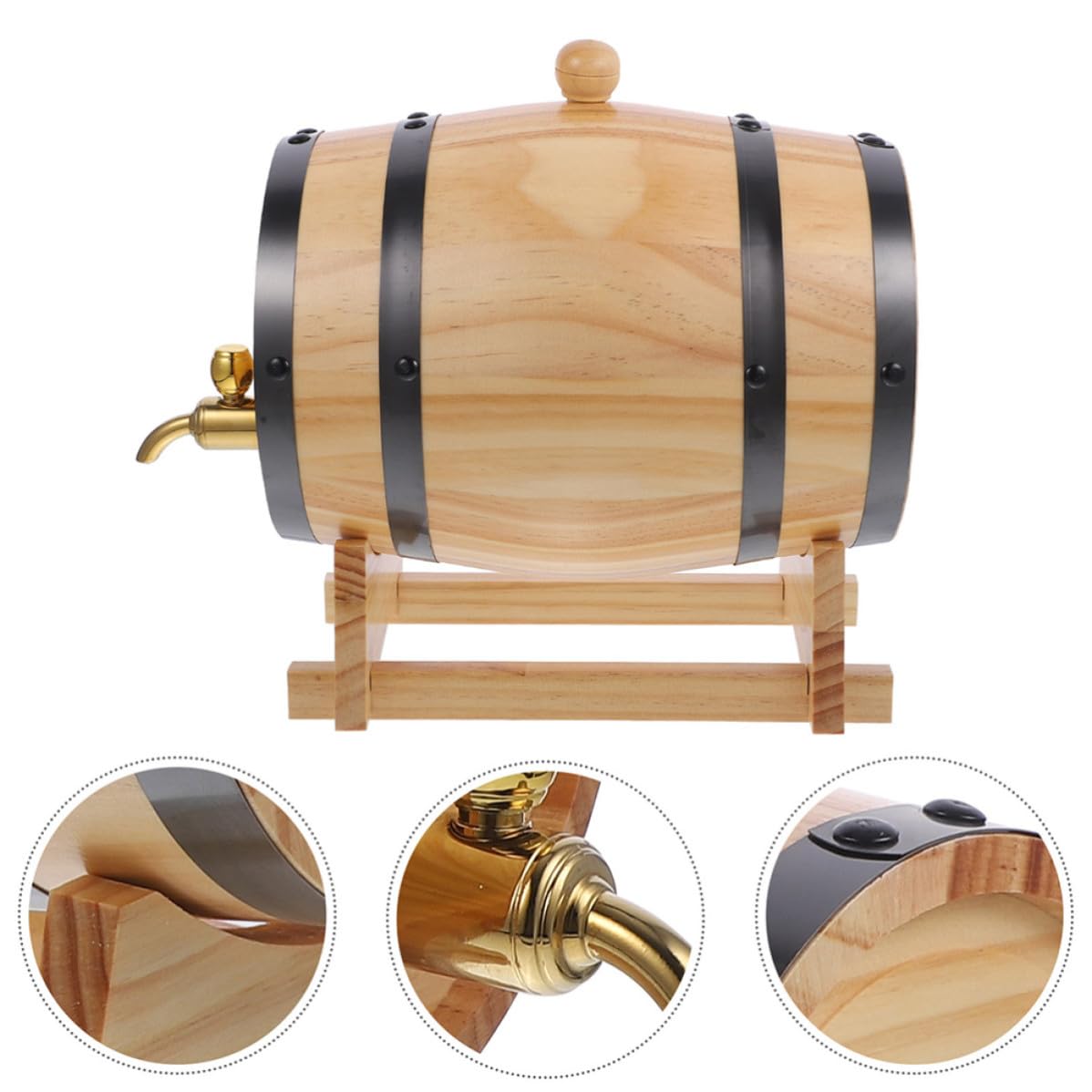 HEALLILY Barril de Madera para Cerveza y Vino con Grifo, Ecológico y Resistente, Adecuado para Mini Bar y Barra, Fabricado en Madera y Acero Inoxidable Color Aleatorio Varios Estilos
