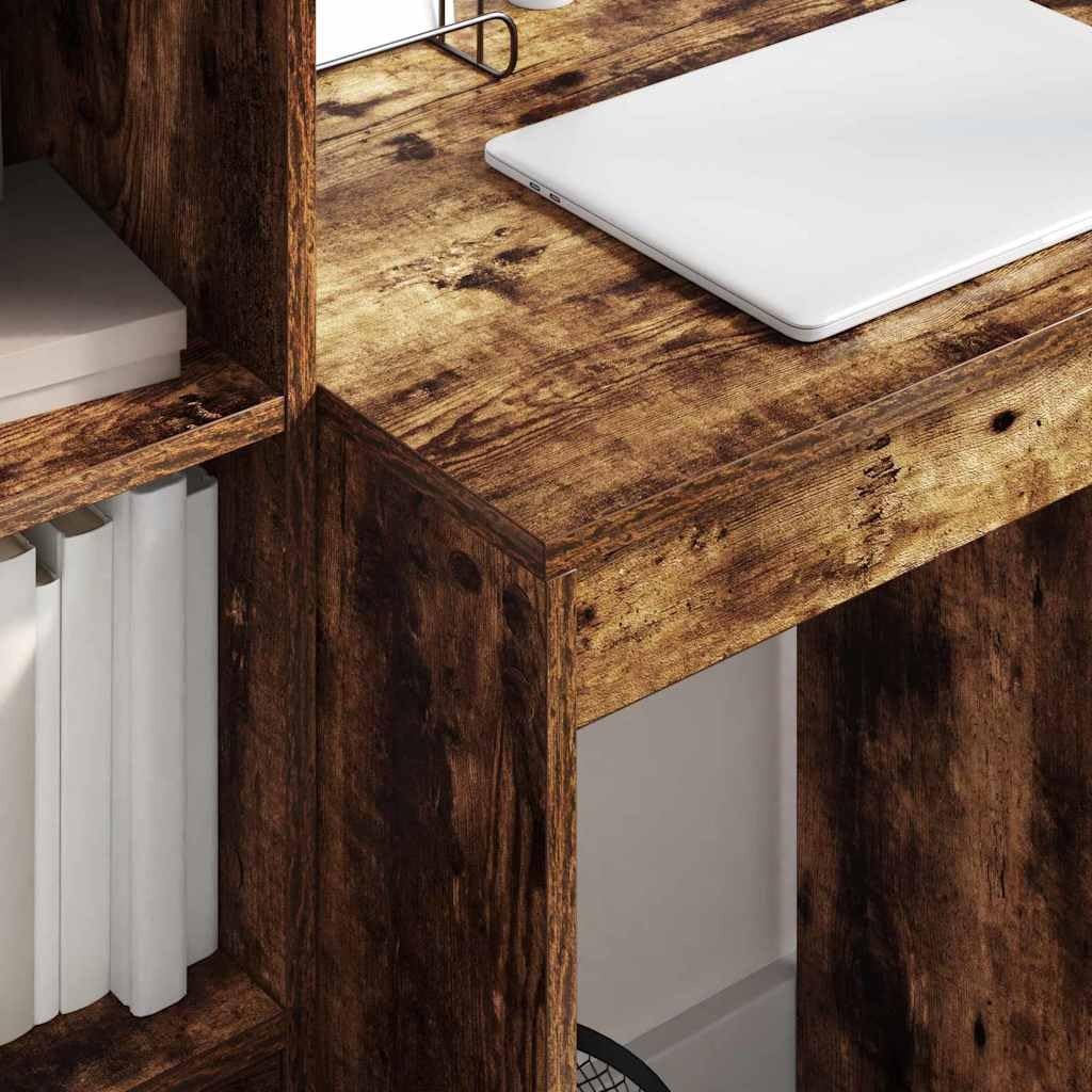 Scrivania affumicatura 60 x 50 x 76 cm, materiale in legno, computer compatto e ufficio desk, design moderno per la casa, con ripiano per lavorare in modo efficiente