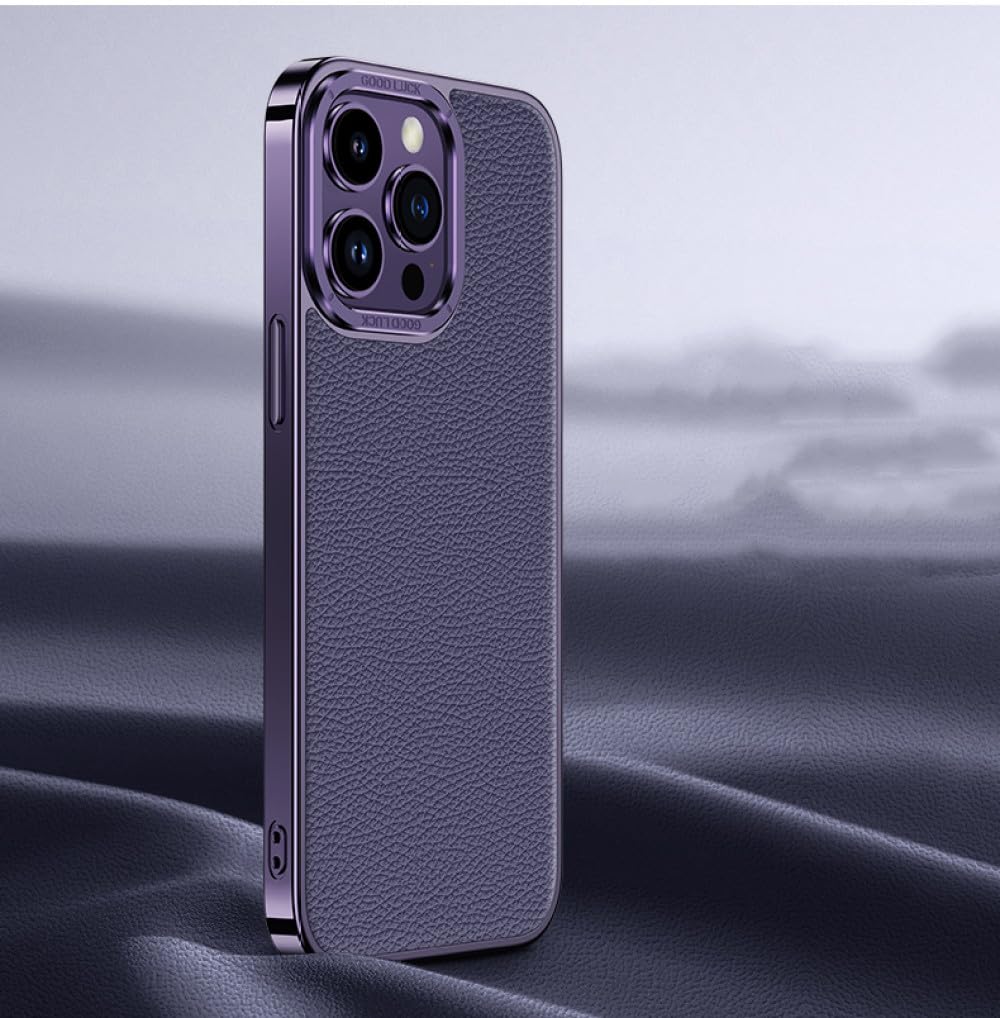 Cadre de placage iPhone 13 Pro et étui en cuir véritable violet pour offrir - 7