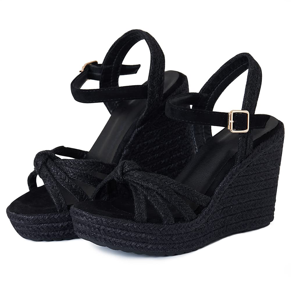 Tscoyuki Espadrille Wedge Sandals For Women Adjustable Ankle