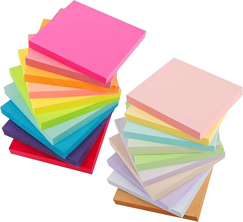 NESCCI Paquete de 20 notas adhesivas de 3 x 3 pulgadas, notas adhesivas coloridas, autoadhesivas, perfectas para oficina, estudio y organización de