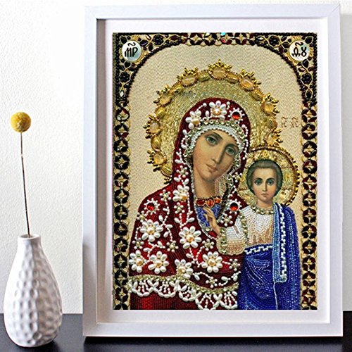 Slaxry 5D Diamond Cross Stitch Rhinestones DIY Handmade Embroidery Painting Religious People (1#)