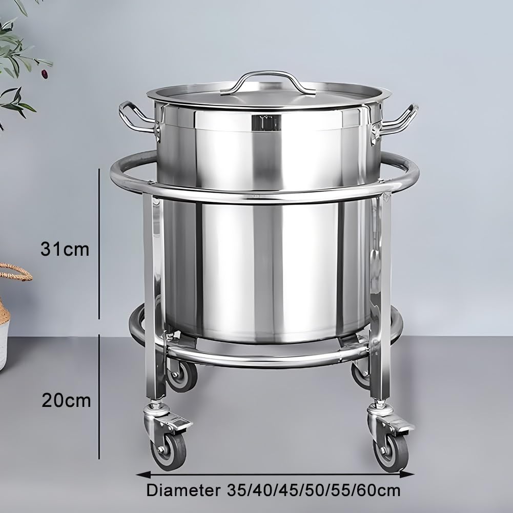Carrello portavaso in acciaio inox resistente, con 4 ruote, ideale per mense e ristoranti (40 x 51 cm)