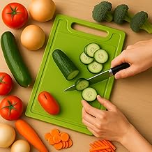 Tovokart Premium Big Size Cutting-Chopping Board with Handle (Green) | 36x24 cm | 100% Virgin Plastic | 8mm Thick | Food Grade, BPA-Free, Anti-Bacterial, Dishwasher Safe | for Vegetables, Fruits