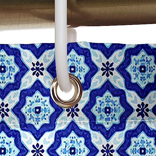 Rideau de douche 300x200 grand format imperméable bleu floral KnSam