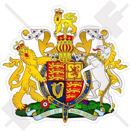 UNITED KINGDOM Royal Coat of Arms Badge Crest UK 90mm (3.6") Vinyl Bumper Sticker, Decal
