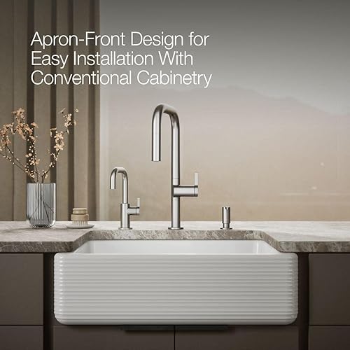 Vista 363 de Kohler Fregadero de la granja Kohler Whitehaven, Frente al delantal altos, K-6489-0, Blanco