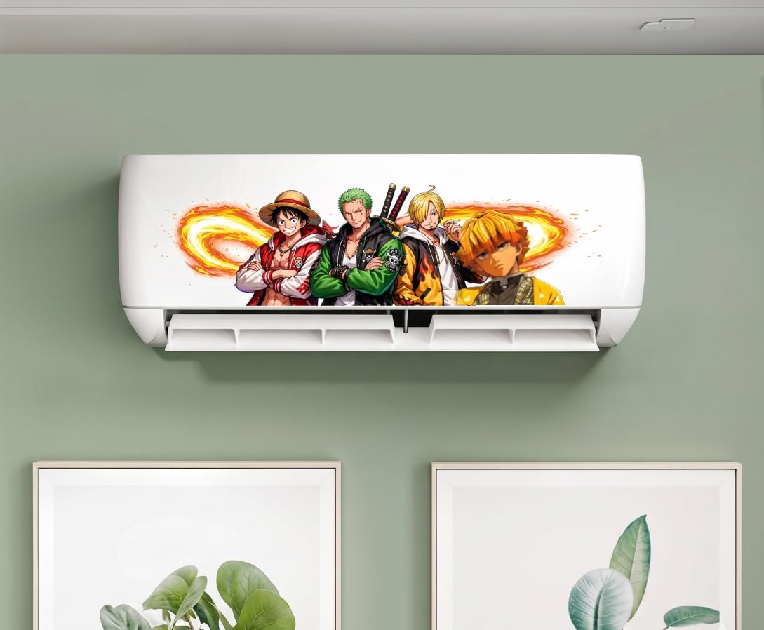DivineDesigns Anime AC Sticker for Split Air Conditioner | Premium Decorative Vinyl AC Wrap Sticker | Waterproof Self-Adhesive AC Front Panel Decal for Home, Bedroom, Kids Room & Office Decor