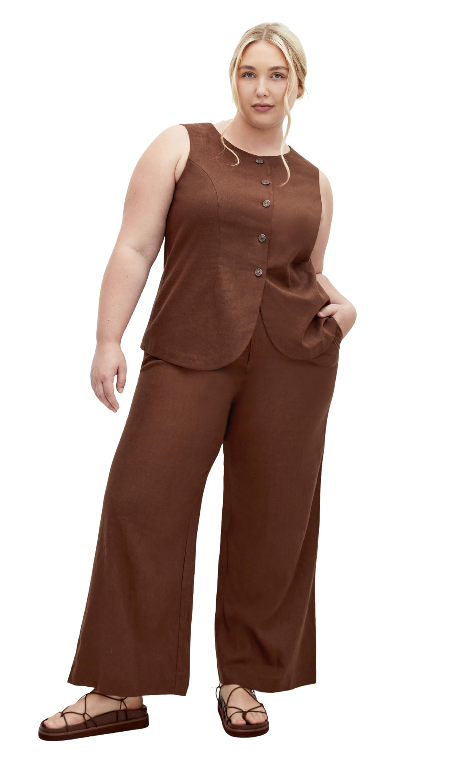 City Chic Womens Plus Size Vest - Vivien Linen