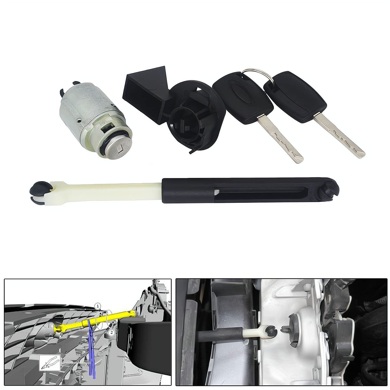 per Focus MK2 Kit di Riparazione del Blocco di Rilascio del Cofano Set di Chiusura a Scatto 1355231 4M5AA16B970AB (26cm)