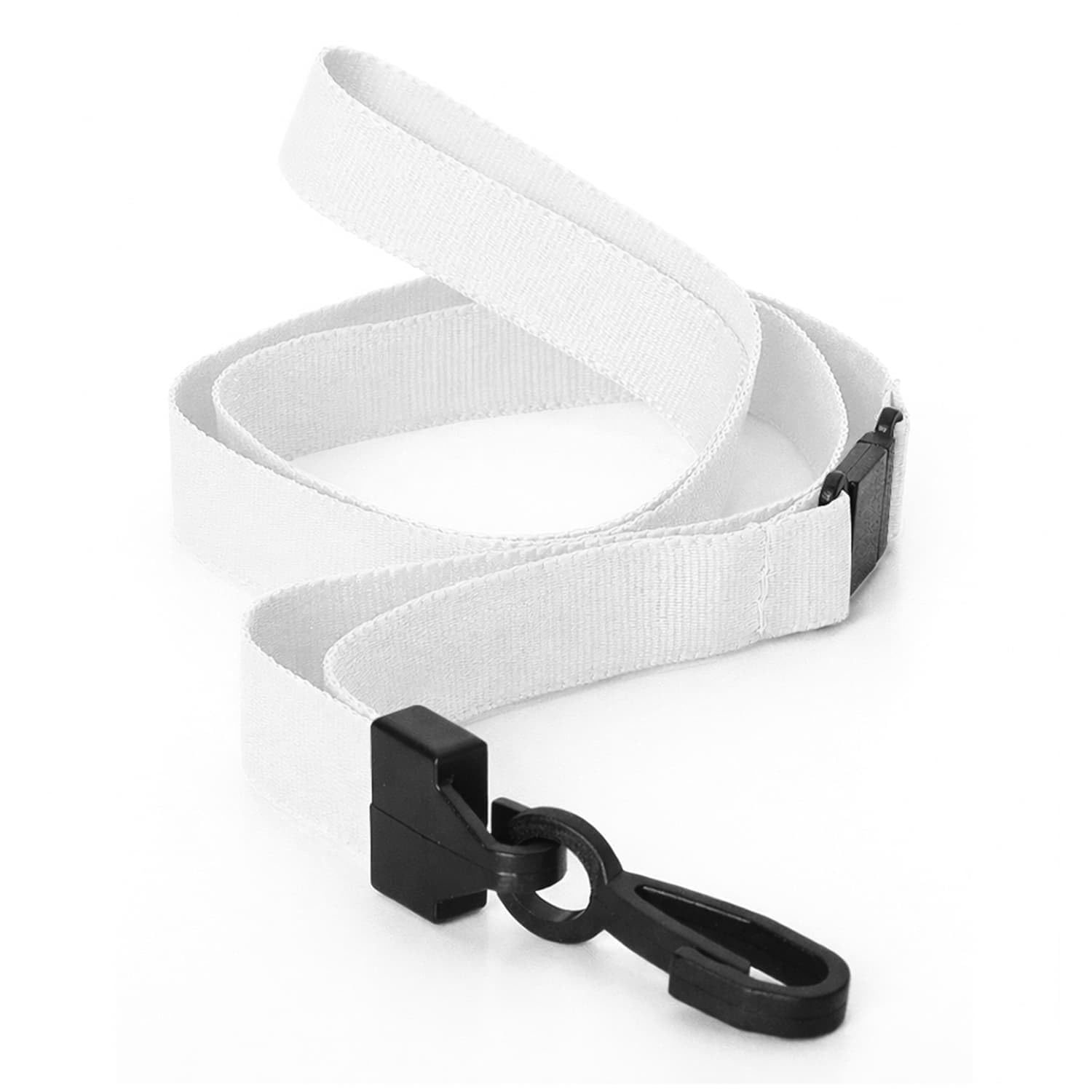 Pack of 100 White Lanyards 15mm Flat Rpet Recycled Polyester with Plastic Clip By LanyardsTomorrow, Safety Breakaway ID Badge Holder Eco Neck Straps