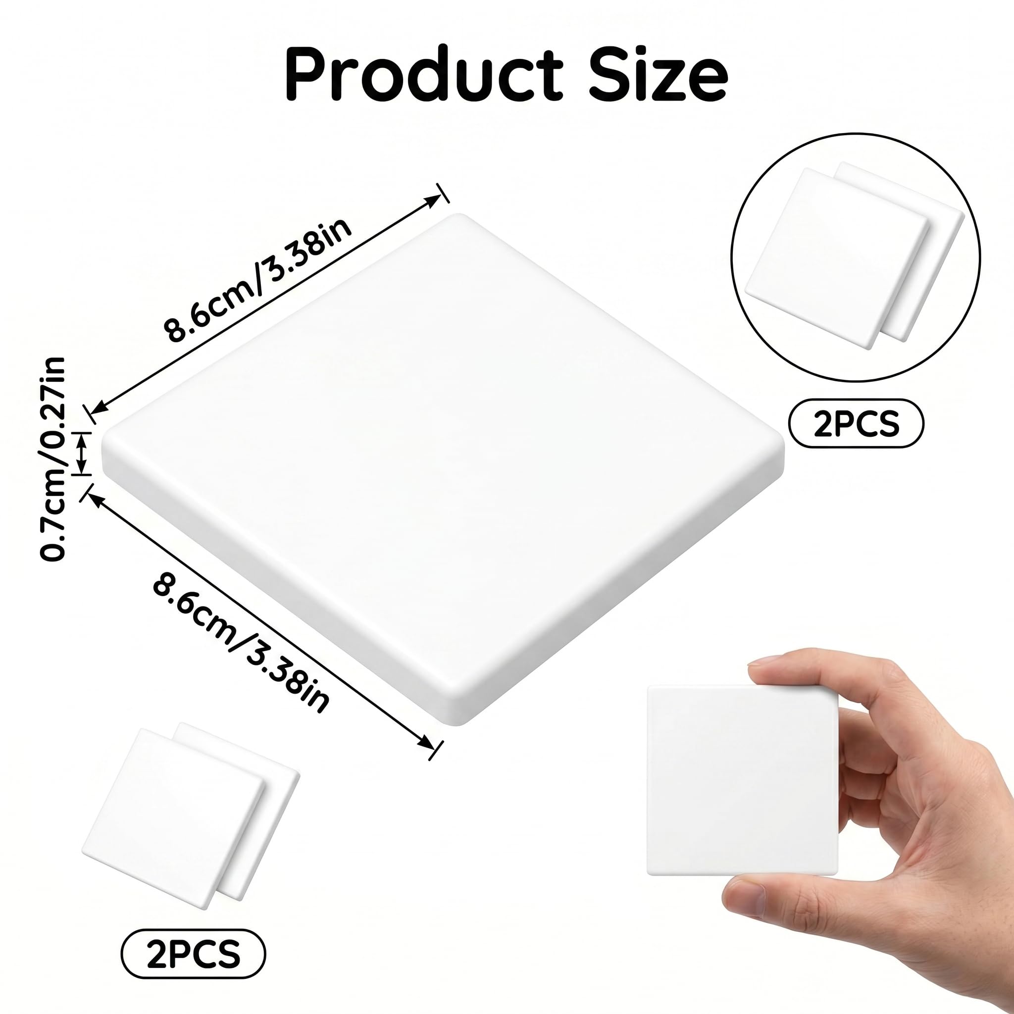 Ruvan Sin Agujeros Tapa Ciega Autoadhesiva Blanco de PC, 2 Piezas Placa Cubre Cables y Enchufes para Pared, Protector de Caja de Conexiones 86x86mm, Embellecedor Pared para Renovación de Viviendas