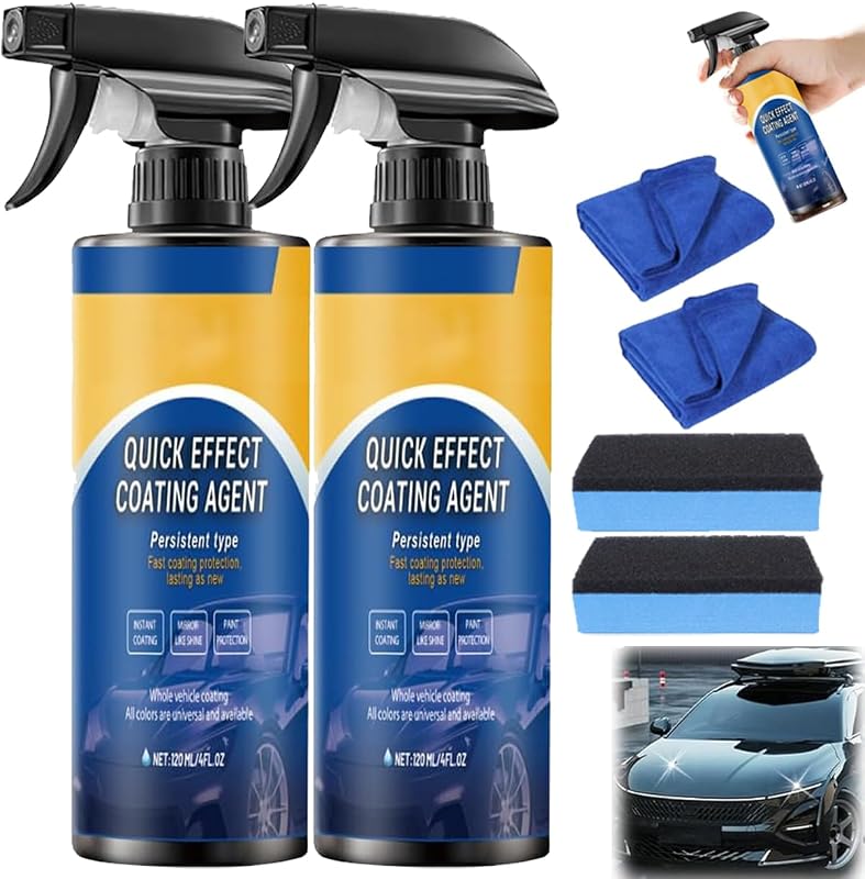 Kit com 2 Spray para Lavagem sem Água, Polimento e Proteção de Pintura e Vidros Automotivos VOGUZY