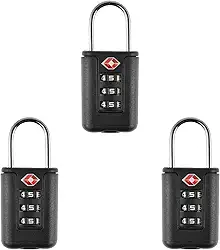 3 fechaduras de bagagem aprovadas pela TSA, fechaduras de combinação de viagem com 3 dígitos, pequenos cadeados de combinação de aço inoxidável, trava de caixa de ferramentas para mala de viagem
