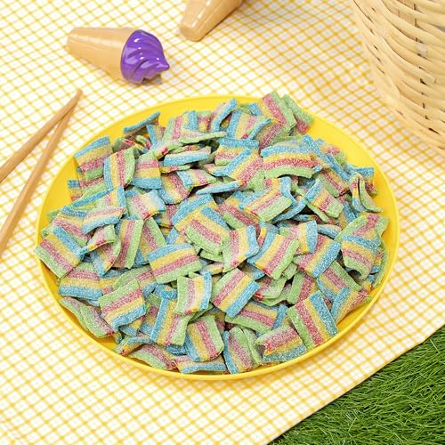Image of Bebeto Sour Rainbow Licorice Belts Bite Size - Colorful Rainbow Sour Chewy Candy Belts for Kids & Adults | Party & Cake Decoration - 2lbs Bulk Size Candy by Kervan