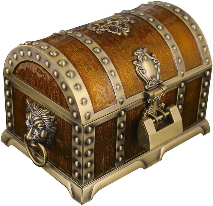 属製鍵付きヴィンテージ宝箱 ジュエリーストレージボックス 二構造 収納 欧州風インテリアアクセサリーケース (C) [並行輸入品]