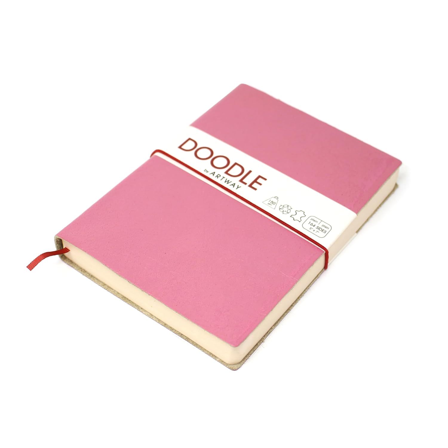Artway Doodle - Pink Leather Journal/Sketchbook - 150gsm Cartridge Paper - 175 x 125mm - 82 pages - Candy