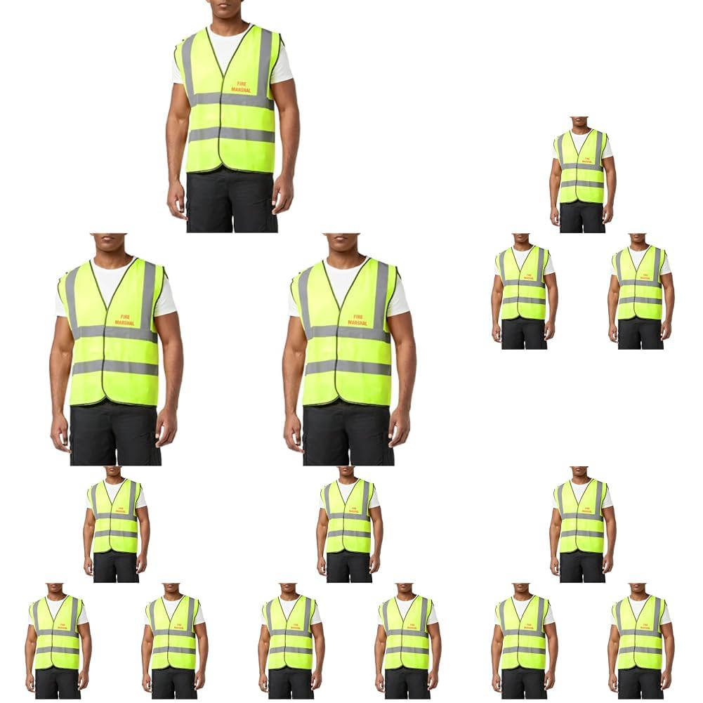 VSafety L-Fire Marshal Basic High-Visibility Safety Vest, Large, Yellow