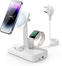 ESR 65W 5-in-1 GaN Charging Station, Designed for MagSafe Charger Stand, Magnetic Wireless Charger for iPhone 17/16/15/14/13/12, AirPods Pro 4/3/2, and USB A/C Devices, White