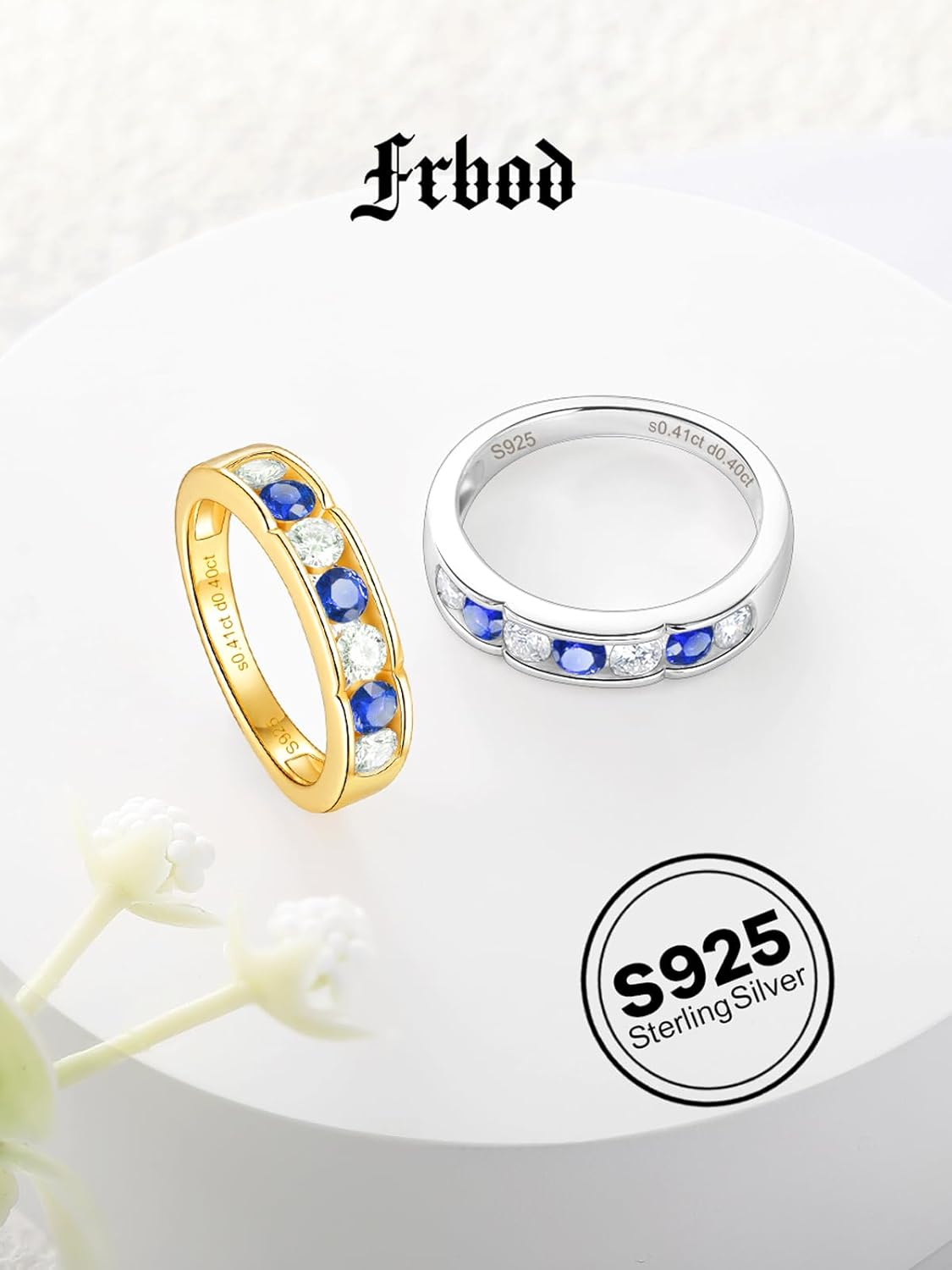 Color-D VVS1 Clarity Moissanite and Emerald/Ruby/Sapphire Rings, Silver/Gold Solid 925 Sterling Silver Bands, Stackable Engagement Wedding Anniversary Birthday Jewelry with Gift Box, Size 5-11 - Image 6