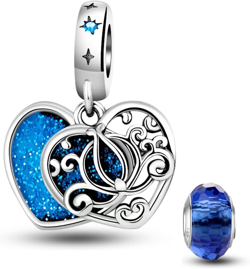 HappyStar 925 Sterling Silver Charms for Bracelets and Necklace Dangle Pendants Beads Charms Fits Charms Bracelets for Woman Jewelry Gifts (with one Spacer Bead Charms)