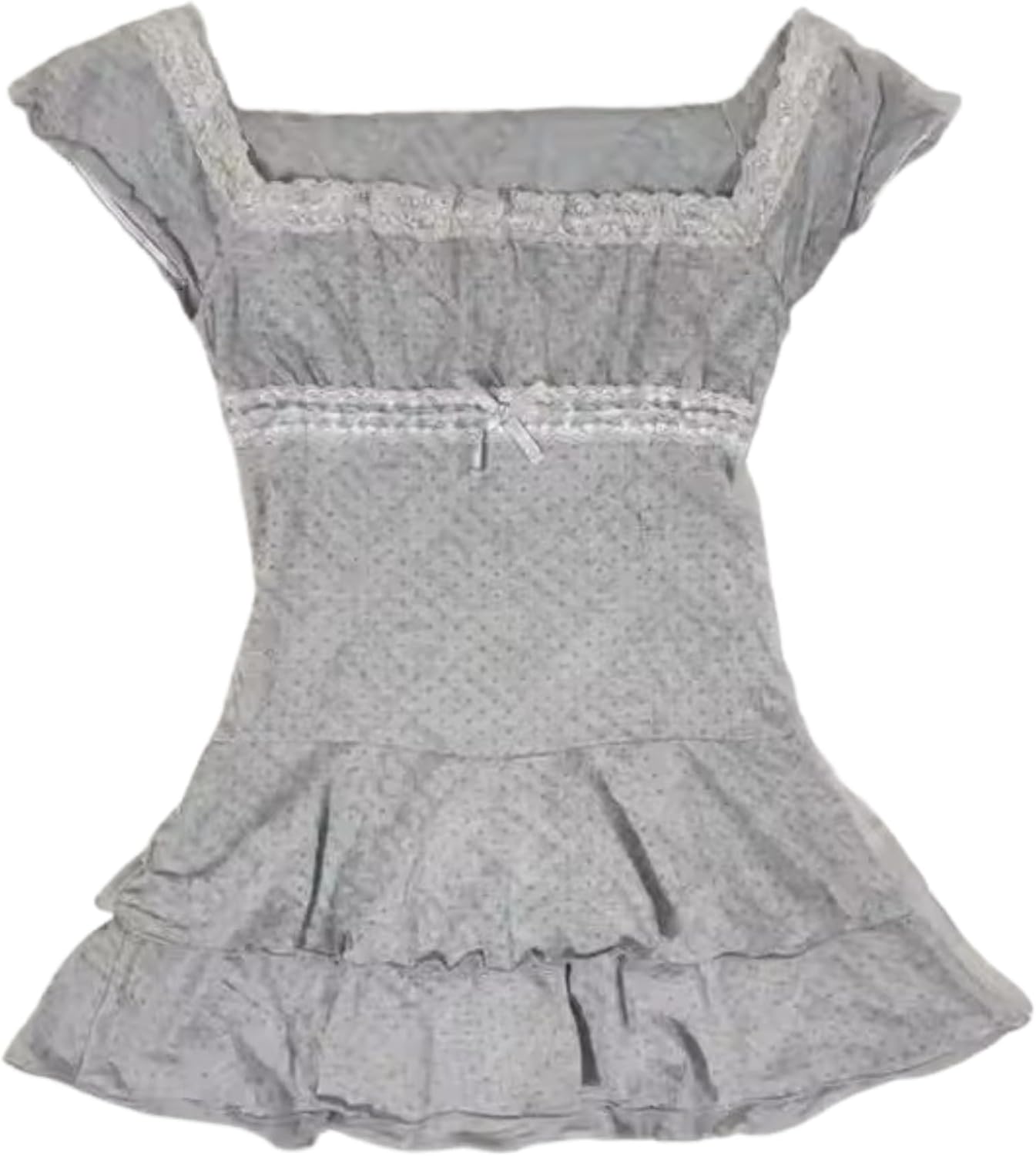 Grunge Emo Goth Shirts Y2k Lace Bow Coquette Babydoll Tops Women Vintage Graphic Tee 2000s Summer Crop Tops