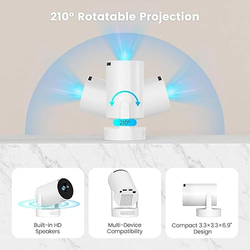Miniatura 4 de Vistacast Mini proyector inteligente de 210 con pantalla extragrande, 4k UHD Plug Vistacast Mini proyector, Vistacast Mini 210 Smart Projector,