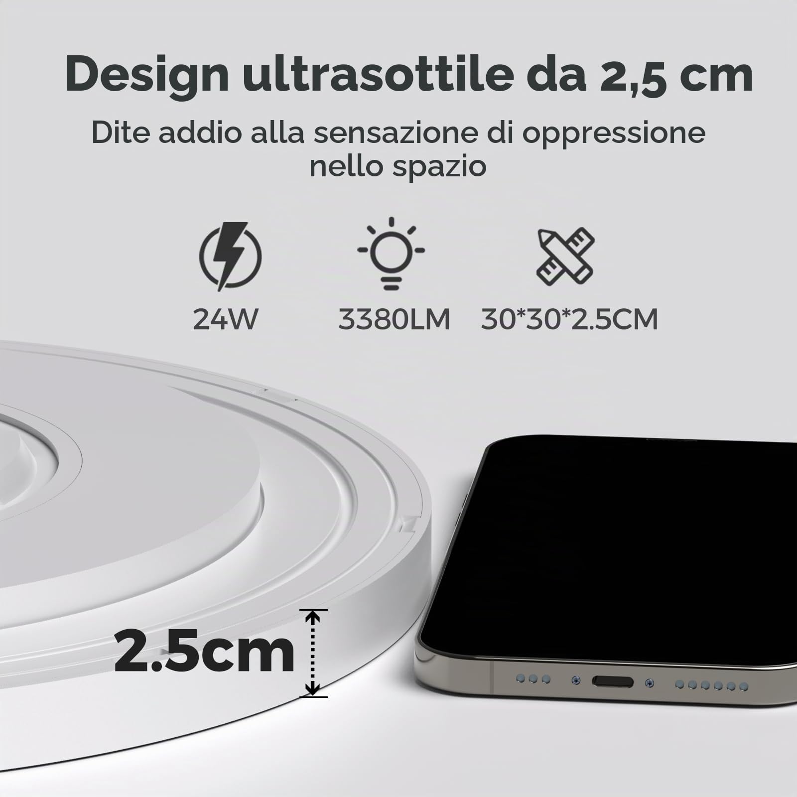 Plafoniera LED Soffitto Moderna,24W Ø30cm RGB Rotonda Lampadario Soggiorno,Dimmerabile Con Telecomando 3000-6500K Lampadario LED,adatta per Camera da letto,Soggiorno, Sala giochi