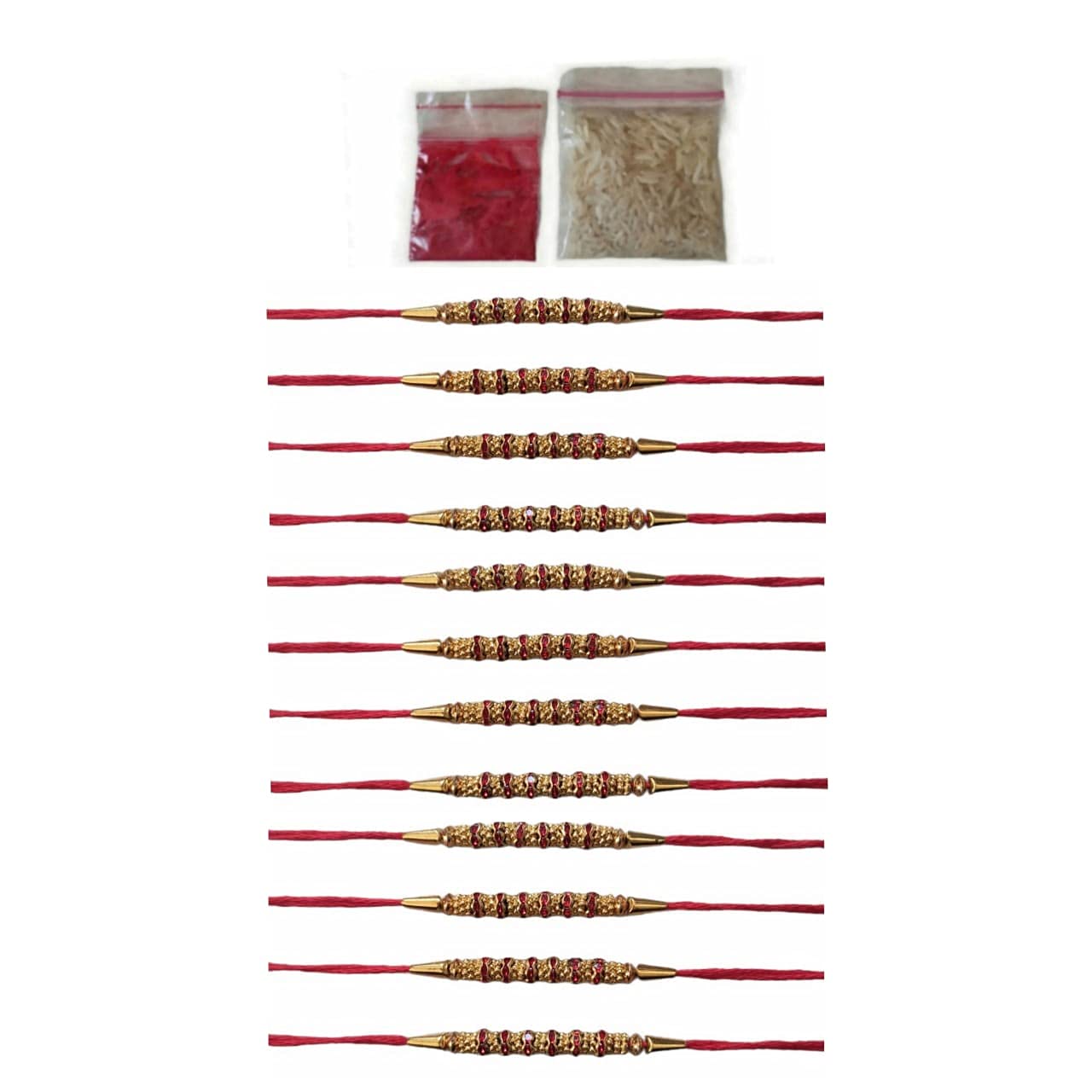 laxmi enterprise Gold Plated Rakhi Combo (Set of 12) with Roli & Chawal for men (red, blue) (B0964YJMHR) Amazon Price History, Amazon Price Tracker