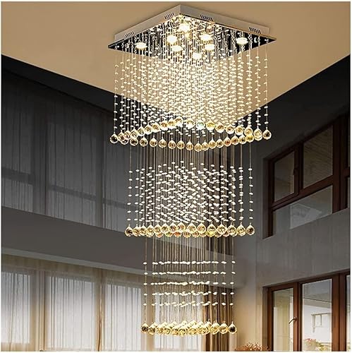 Lámpara de araña LED moderna, lámpara de araña de cristal de 3 capas de montaje empotrado, lámpara de techo LED para sala de estar, hotel,