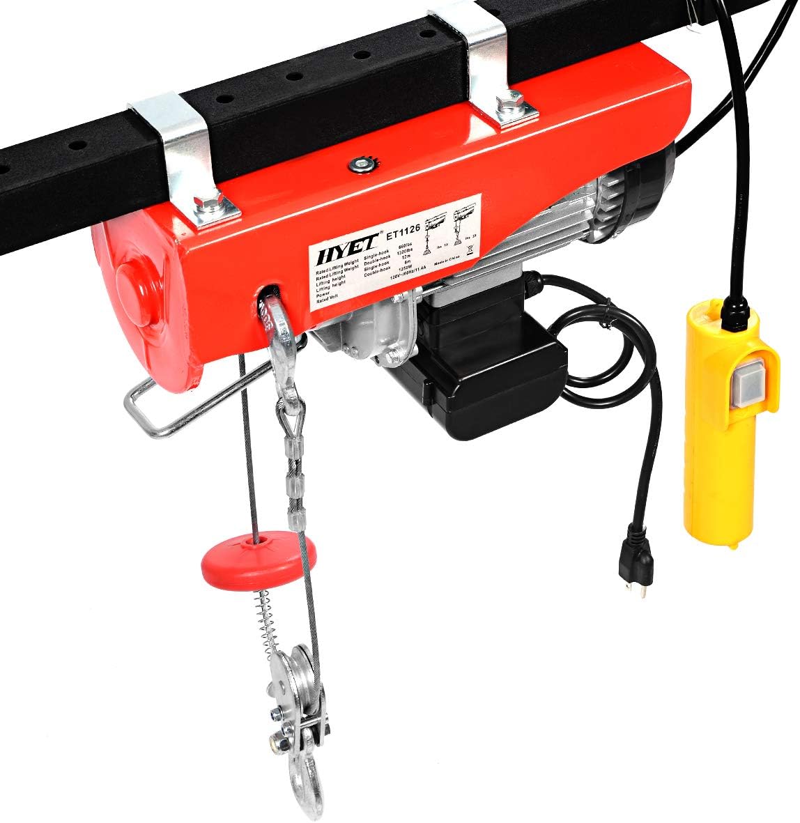 Goplus 1320LBS Lift Electric Hoist Crane Remote Control Power System, Carbon Steel Wire Overhead Crane Garage Ceiling Pulley Winch w/Emergency Stop Switch, UL Approval