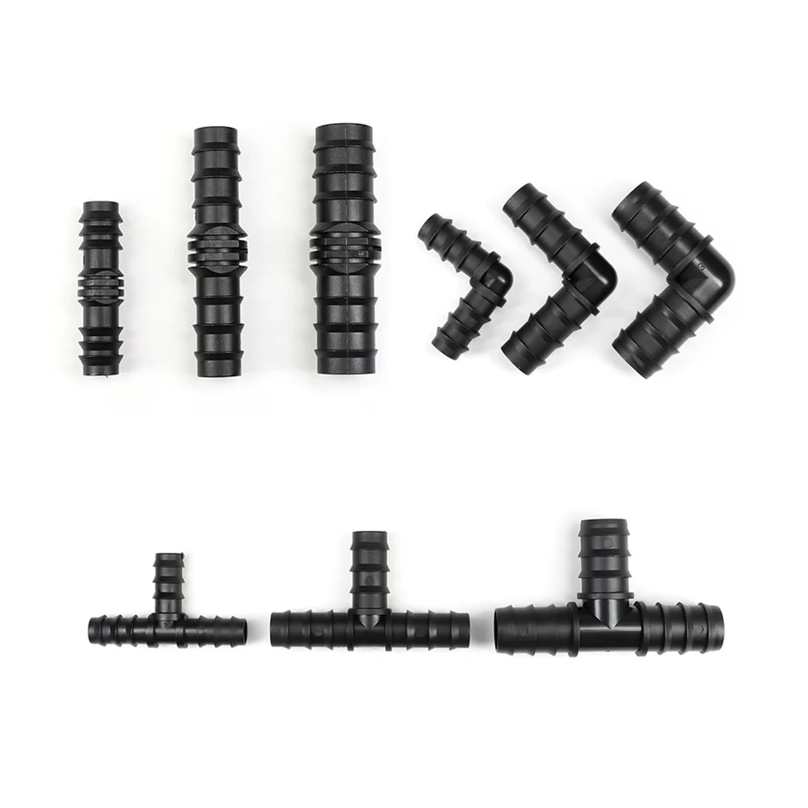 Junta de tubería de PE, conector de codo recto en T de 16mm, 20mm y 25mm, conector de manguera de riego por micropulverización for riego de invernadero(Tee,20mm,50 pieces)