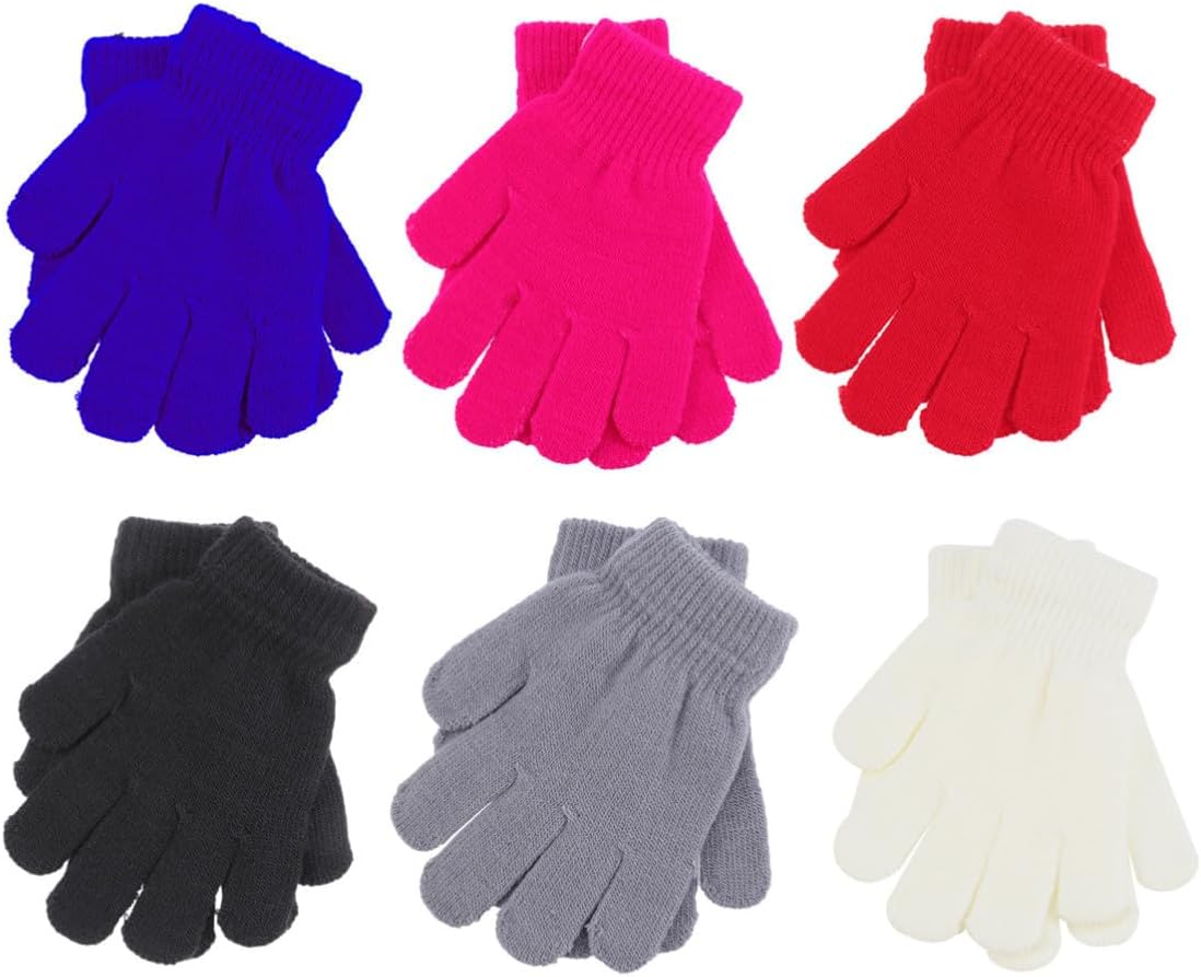 INOOMP 6 Pairs Winter Warm Gloves for Acrylic Spandex Flexible Fit