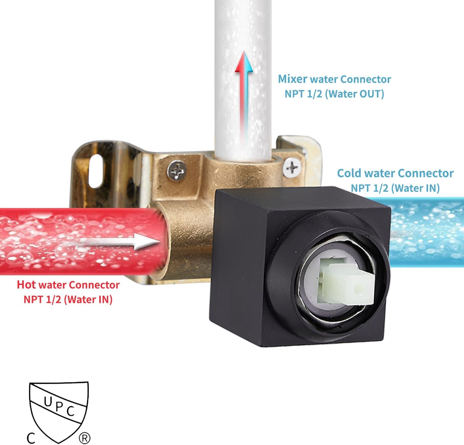 Matte Black Shower Faucet GGStudy Single Function Shower Trim Kit with Rough-in Valve Shower Set Bath Rainfall Ultra-thin Shower System 8inch Square Stainless Steel Metal Shower Head