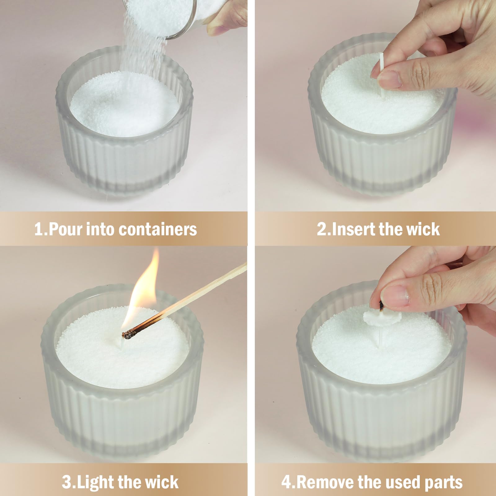Scent-Hi Pearled Candle and Wicks, Refillable Candle Sand with Candle Wicks, Sand Powder for Powder Candle Diwali Gifts(White) (725g) - Image 3