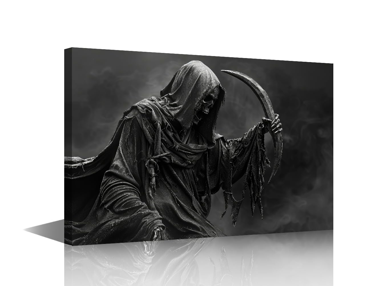 TISHIRON Wall Decorations for Living Room Grim Reaper Painting Art Prints Posters Canvas Art Room Decor Canvas Artwork Wall Decor Family Wall Decor Stretched and Framed Ready to Hang 18x12 in
