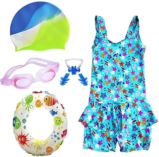 RAR SPORTS Premium Girls Swimming Combo Set | Includes Swimsuit, Goggles, Swim Ring, Cap, Ear Plugs & Nose Clip | All-in-O... Price In India