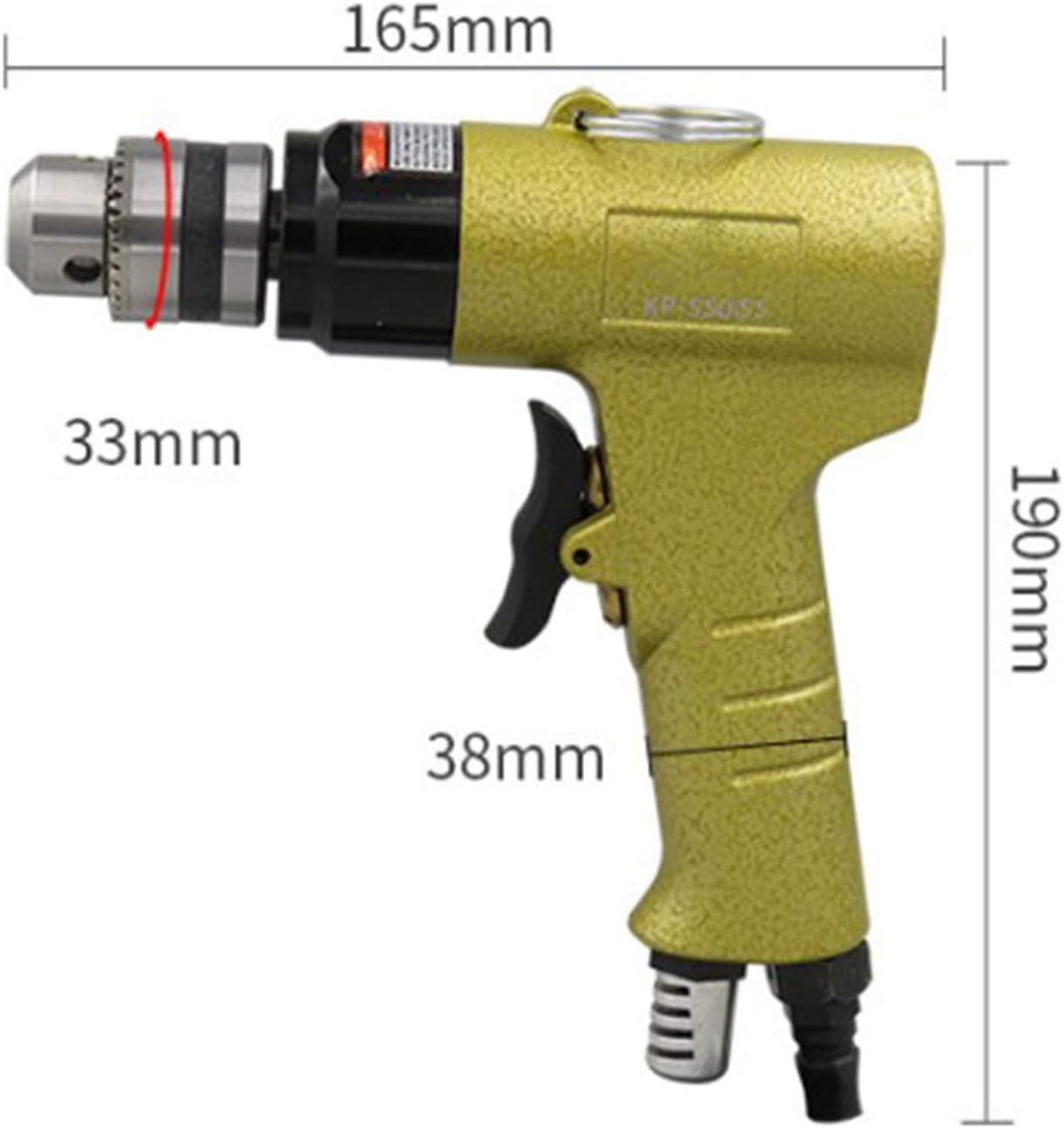 3/8" (10mm) Pneumatic Pistol Drill, Positive and Negative Air, Drilling Tool
