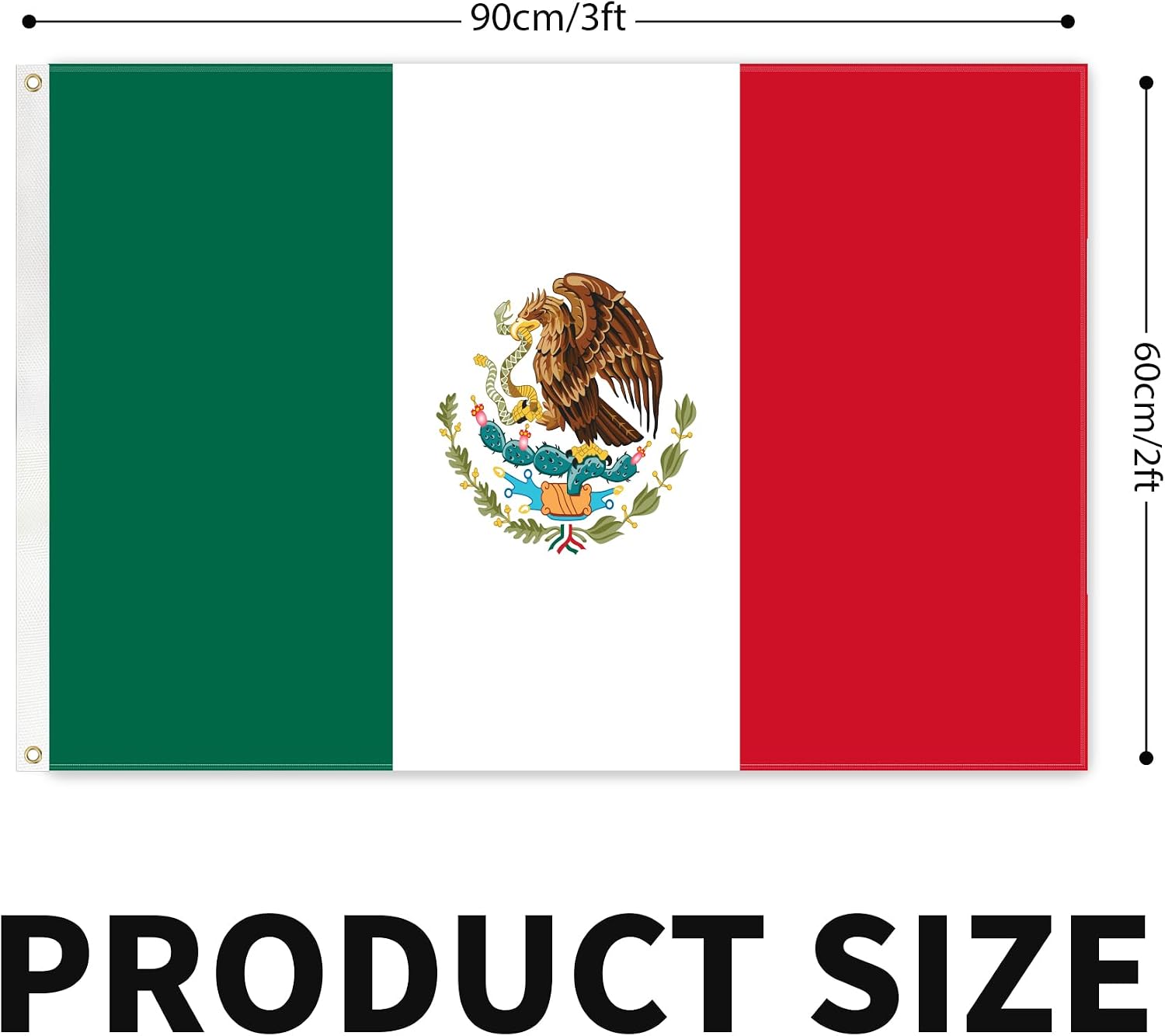 3ply Mexico Flag 2x3 Ft Double Layers Heavy Duty Durable Large Mexican Flag Banner Outdoor Indoor Decorations with 2 Brass Grommets