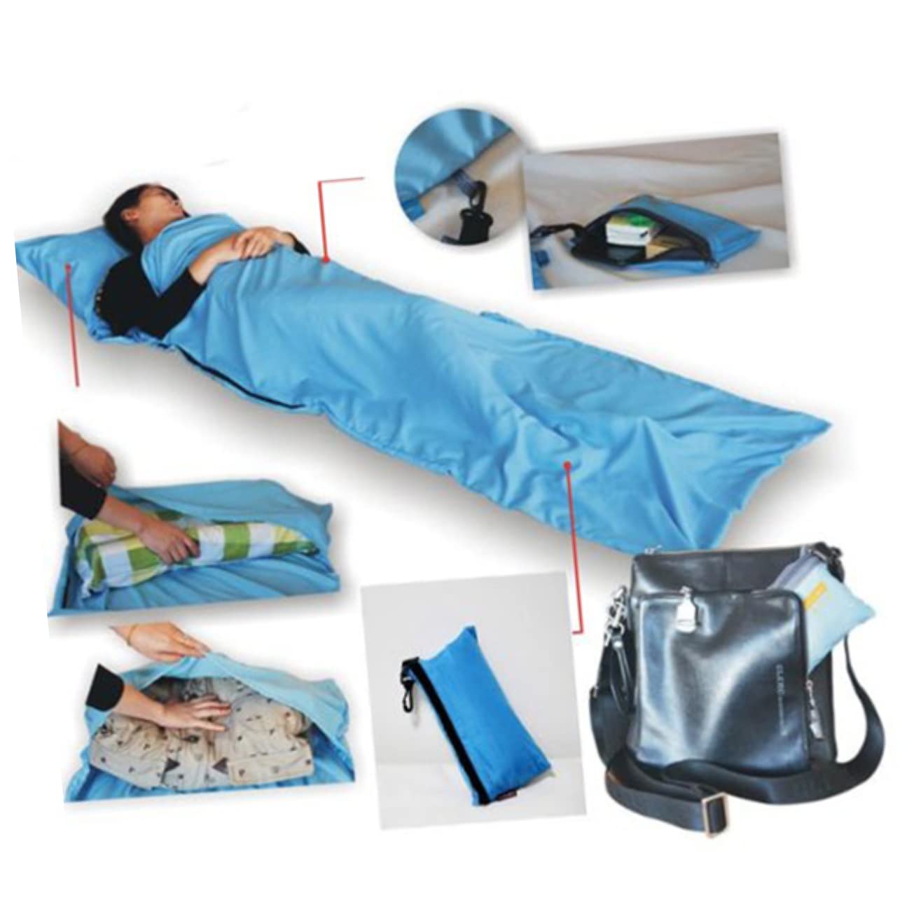 Sky Blue Camping Sleeping Bag Lightweight Pongee Washable Outdoor Travel Bag Envelope Design Adults and Backpacking Adventures