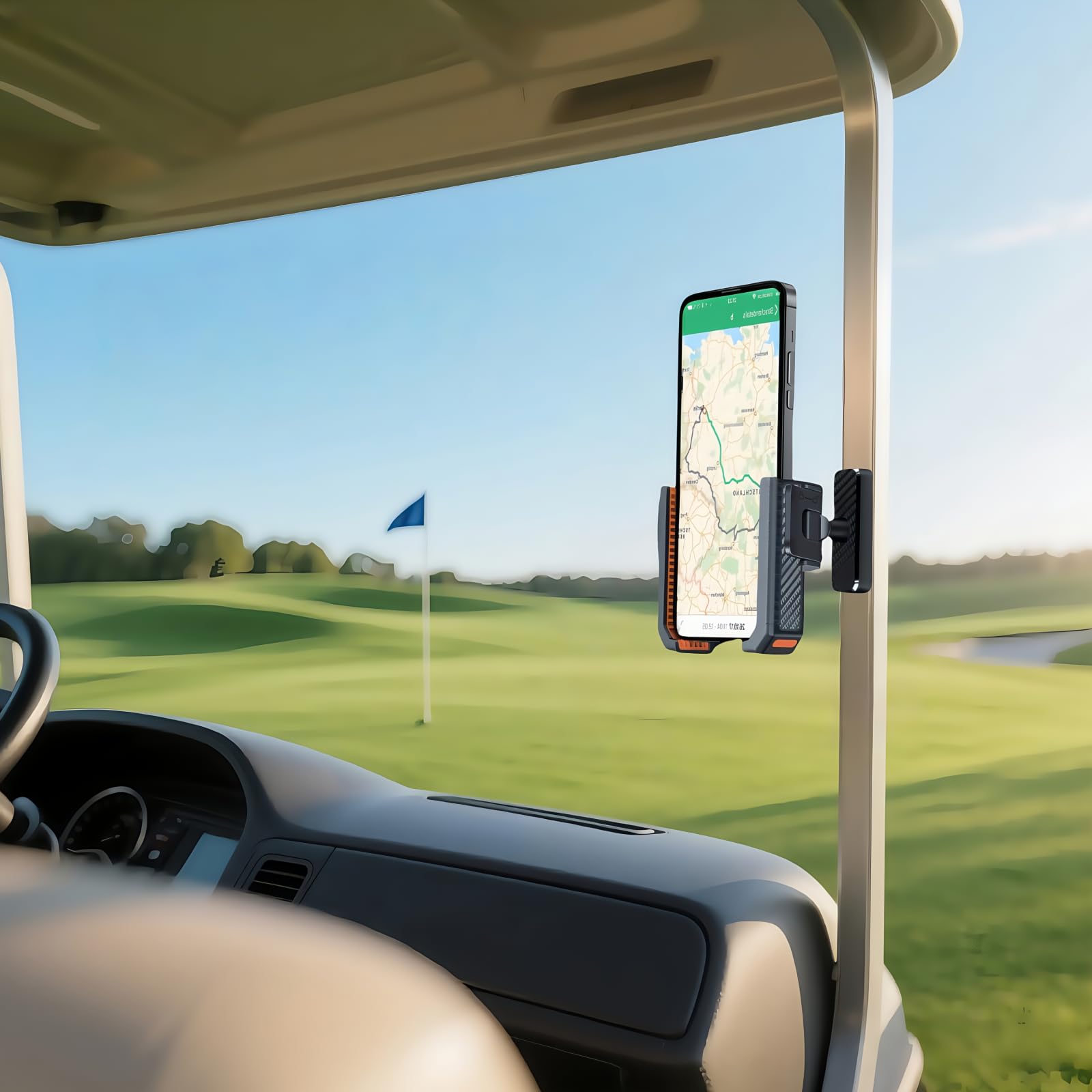 GENOUR Magnetic Golf Cart Phone Holder - Heavy Duty N52 Magnets for iPhone & Samsung | Universal Golf Cart Phone Mount for EZGO, Club Car, Yamaha | Golf Accessories & Essentials Gift for Men/Women