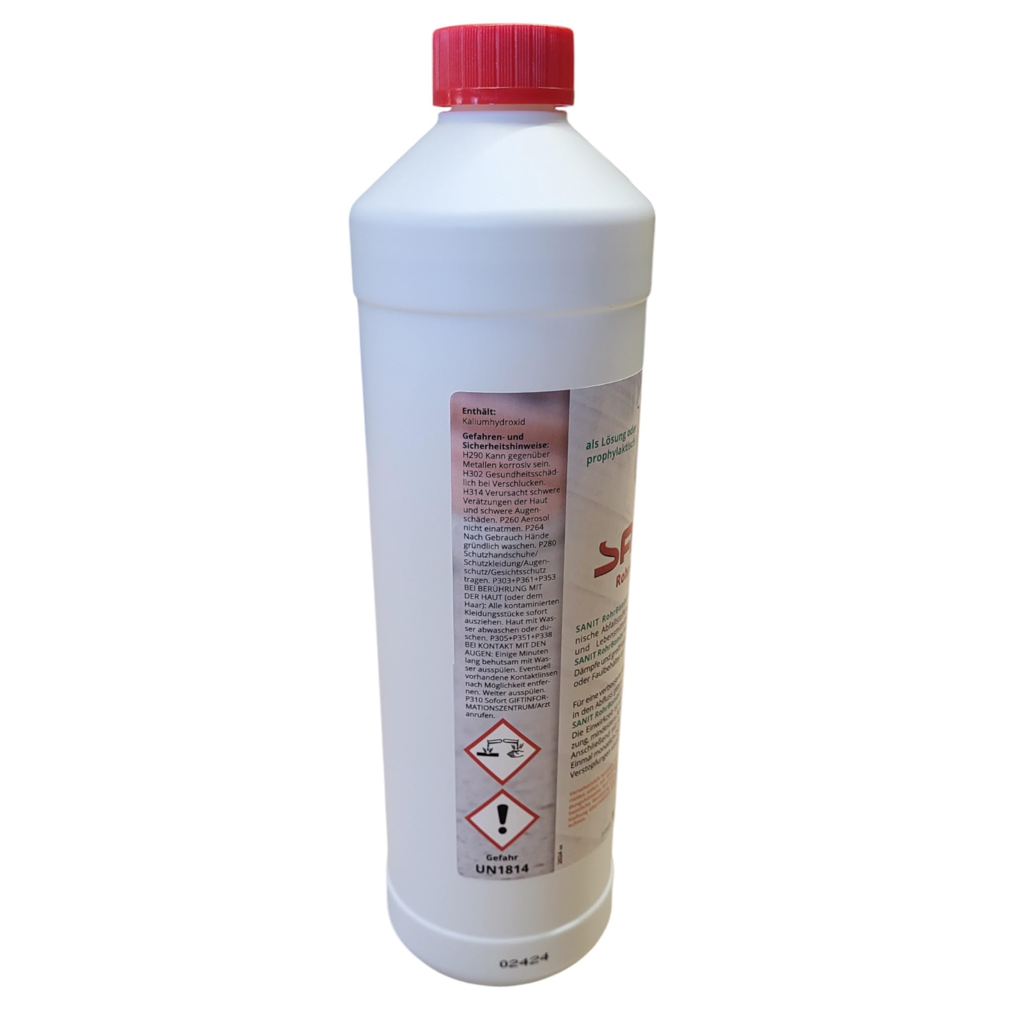 zbs24 Sanit RohrBombe Rohrreiniger, 2 x 1000ml | Säurefrei, Löst Verstopfungen durch Haare, Inkl. Latex Haushaltshandschuhe, Alternative Rohrreiniger