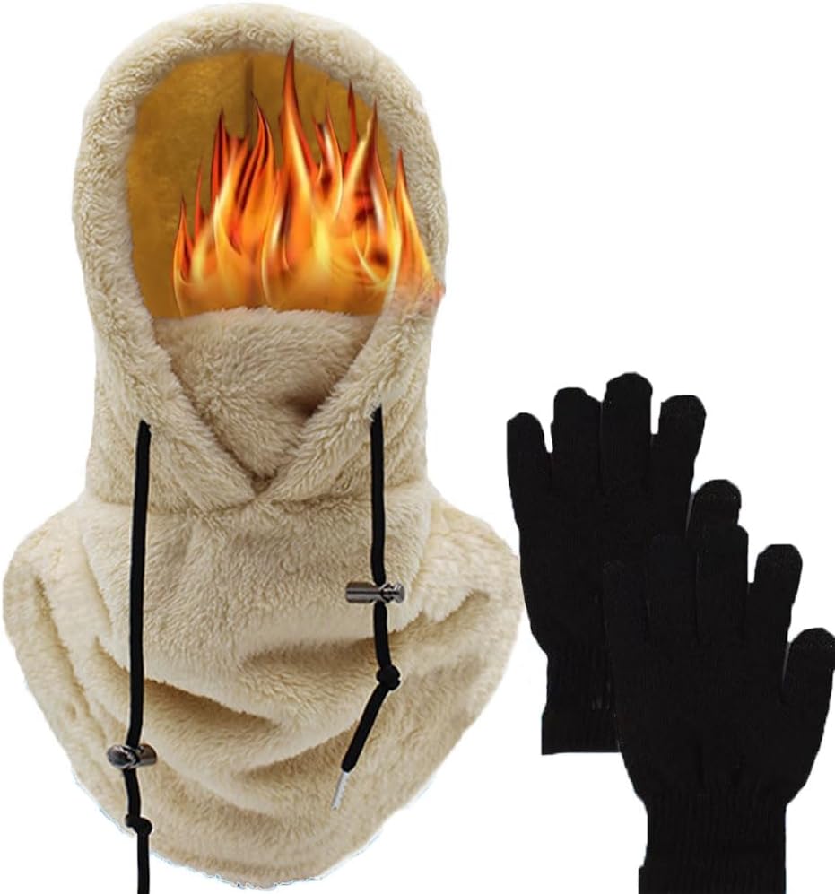 Sherpa Hood,Sherpa Hood Ski Mask,Balaclava Wind-Resistant Winter Face Mask Over Helmet,High Polar Velvet Ski Mask