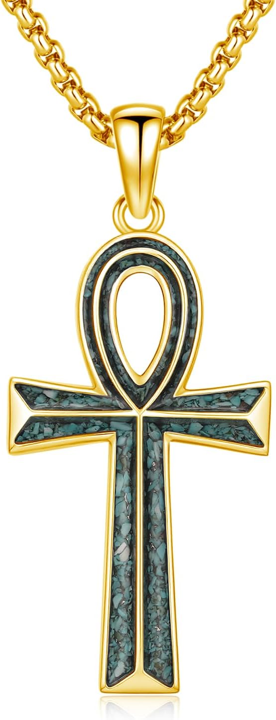 925 Sterling Silver Cross Necklace for Men, Protection Jewelry Religious Gifts with 22"+2" Rolo Chain