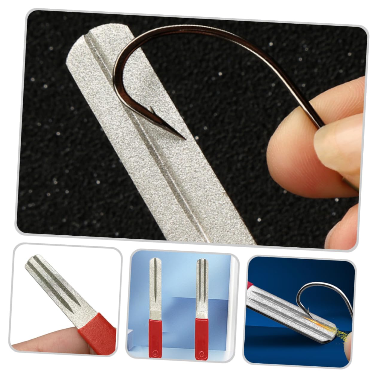 Uonlytech 10piezas Afilador De Anzuelos De Herramienta Portátil Para Afilar Anzuelos De Diseño Mango Antideslizante Accesorio Esencial Para Pescadores