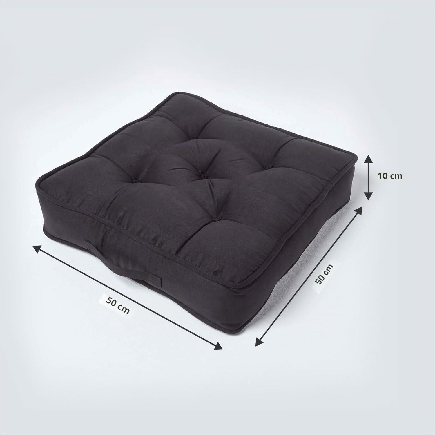 Homescapes Cuscino per poltrona in finto camoscio con imbottitura di sostegno, alzata di 10 cm per una maggior comodità, ideale per gravidanza, post-operatorio o neo-mamme, Nero , 50 x 50 x 10 cm