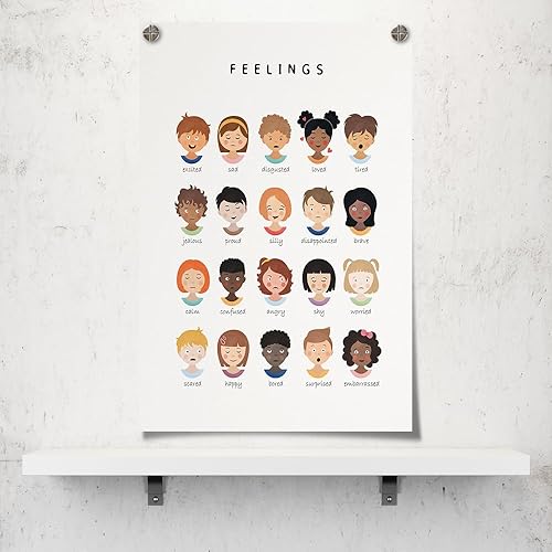 Miniatura 3 de uoyien Póster de sentimientos y emociones para niños, concientización sobre la salud mental, lienzo para pared, emociones especiales, caras