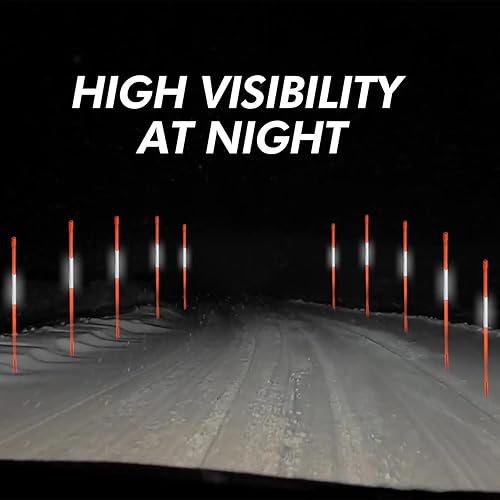 Miniatura 3 de Estacas de nieve amarillas Pro de 5 pies, marcadores de entrada de 60 x 516 pulgadas, punta puntiaguda, cinta reflectante Hy Viz, tapa de armadura