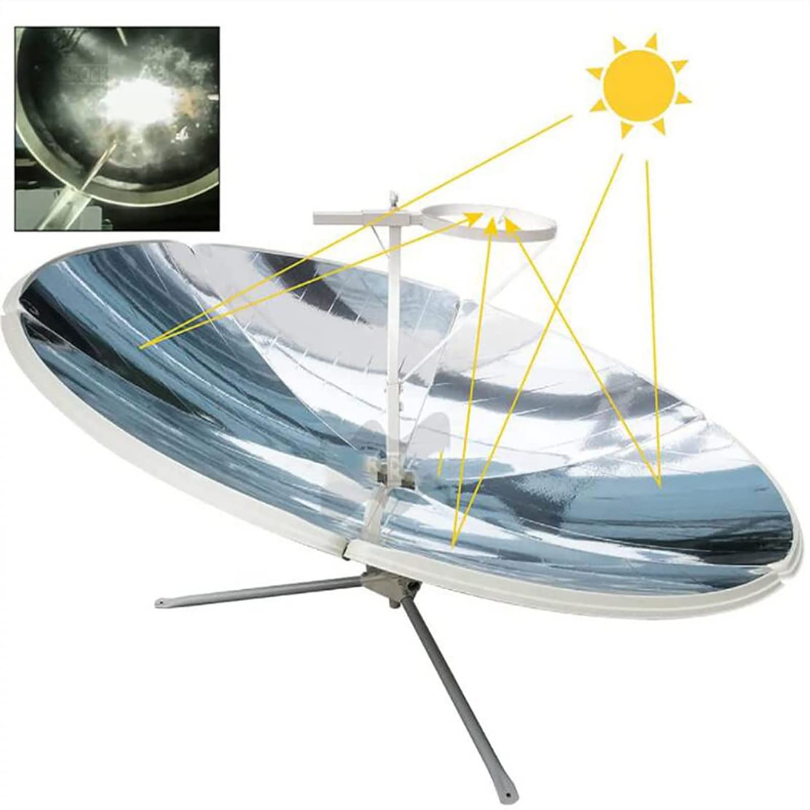 Kuchenka solarna 2500 W, przenośna kuchenka kempingowa, do gotowania, gotowania na parze, ogrzewania słonecznego, koncentrator solarny DIY, natychmiastowa temperatura 800-1000°